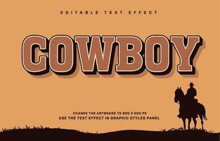 vintage cowboy bearbeitbare texteffektvorlage vektor