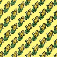 seamless mönster med gula majs ikoner. färgad majs bakgrund. doodle vektorillustration med grönsaker vektor