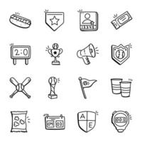 handgezeichnete symbole von sport und spielen vektor