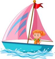 ein kleines Mädchen auf Segelboot isoliert