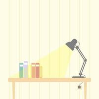 Tischlampe und Bücher auf dem Tisch. geeignet für Illustrationsmedien vektor