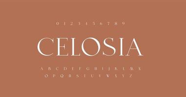 elegante und luxuriöse alphabet buchstaben schriftart und zahl. Serif klassischer eleganter Schriftzug minimale Modedesigns. Typografie-Schriftarten regelmäßige Großbuchstaben. Vektor-Illustration vektor