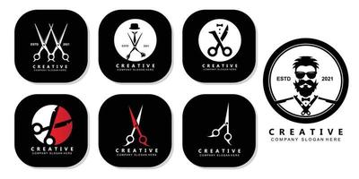 Friseur Werkzeug Schere Logo Symbol Hintergrundsymbol vektor