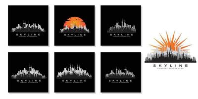 city skyline, skyskrapa för urban fastighetsbyggnad logotyp design vektor