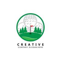 Vektor Icon Logo Golfball, Stock und Golf. Spiele im Freien, Retro-Konzeptillustration