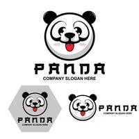 niedliches panda-logo-vektordesign, tierhintergrundillustration vektor