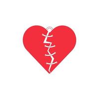 Vektor-Illustration eines Symbols für gebrochenes Herz, wollen die Trennung reparieren