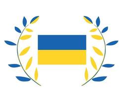 ukraine-flagge und baum verlässt emblem nationales europa abstraktes symbolvektorillustrationsdesign vektor