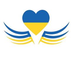 ukrainska flaggan hjärta emblem och vingar symbol nationella Europa abstrakt vektor illustration design