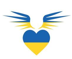 ukraine flügel und herz flaggenemblem symbol nationales europa abstraktes vektorillustrationsdesign vektor