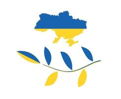 ukraine karte und baum verlässt flaggenemblem nationales europa abstraktes symbol vektorillustrationsdesign vektor