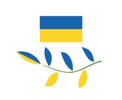 Ukraine-Baumblätter und Flaggenemblem nationales Europa abstraktes Symbolvektor-Illustrationsdesign vektor