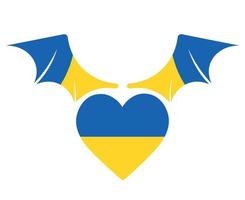 ukrainska flaggan hjärta emblem symbol och vingar nationella Europa abstrakt vektor illustration design