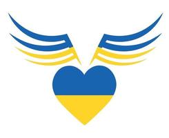 Ukraine-Flaggenemblemherz und -flügelsymbol nationales Europa abstraktes Vektorillustrationsdesign vektor