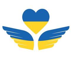 ukrainska emblem hjärta flagga och vingar symbol nationella Europa abstrakt vektor illustration design