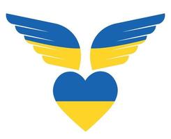 Ukraine-Emblem-Flaggenherz und -flügel symbol nationales Europa abstraktes Vektorillustrationsdesign vektor