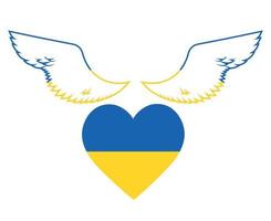 Ukraine-Flaggenflügel und Herzemblem symbol nationales Europa abstraktes Vektorillustrationsdesign vektor