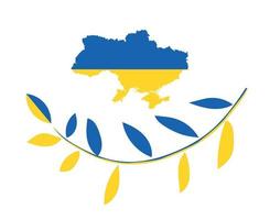ukraine karte flagge und baum verlässt emblem national europa abstraktes symbol vektor illustration design