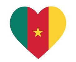Kamerun-Flagge nationales Afrika-Emblem-Herzikonen-Vektorillustrations-Zusammenfassungs-Gestaltungselement vektor