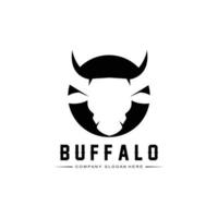 Bison-Stier-Büffel-Logo-Vektor-Symbol, Retro-Logo-Design für Nutztiere vektor