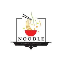 eine Sammlung von Nudel-Logo-Inspirationen. chinesisches Essen und Schüssel-Design-Vorlage. Retro-Konzept Illustration vektor