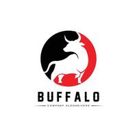 bison bull buffalo logotyp vektor ikon, gårdsdjur vintage retro logotypdesign