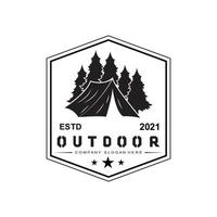 Camping-Logo-Symbolvektor im Freien. Retro-Illustrationsdesign des Konzepts vektor