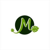 bokstaven m monstera logotyp illustration design vektor