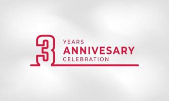 3-jährige Jubiläumsfeier verknüpfte Logo-Gliederungsnummer rote Farbe für Feierveranstaltung, Hochzeit, Grußkarte und Einladung isoliert auf weißem Texturhintergrund vektor