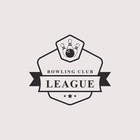 Vintage Retro-Abzeichen Bowling-Logos, Embleme und Logo-Vorlagen vektor