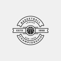 vintage retro badge basketklubb mästerskap spel logotyp vektor design inspiration