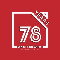 78-jähriges Jubiläum Logodesign mit verknüpfter Zahl im Quadrat isoliert auf rotem Hintergrund. glücklicher jubiläumsgruß feiert ereignisdesignillustration vektor
