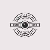 Vintage Retro-Abzeichen Bowling-Logos, Embleme und Logo-Vorlagen vektor