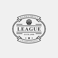 vintage retro-abzeichen basketball club meisterschaft spiel logo vektor design inspiration