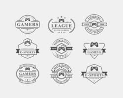 uppsättning vintage retro elektroniska sportmärken och etiketter med inspiration för gamepads-logotypdesign vektor