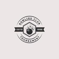 Vintage Retro-Abzeichen Bowling-Logos, Embleme und Logo-Vorlagen vektor