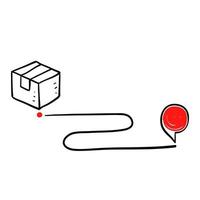 handritad doodle paket plats leverans ikon illustration vektor