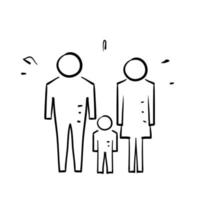 handritad doodle familj ikon illustration vektor