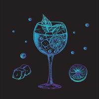 alkoholhaltiga cocktails, handritade illustrationer. vektor