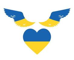 ukrainska vingar och hjärta flagga emblem symbol nationella Europa abstrakt vektor illustration design