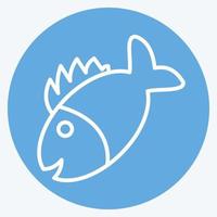 Symbol gegrillter Fisch. für Fleisch geeignet. blaue augen stil. einfaches Design editierbar. Design-Vorlagenvektor. vektor