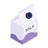 ladda ner isometrisk ikon för mjölkpaket vektor