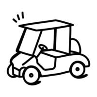 trendige Doodle-Liniensymbol des Golfwagens vektor