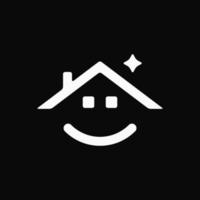 Lächeln-Haus-Logo-Konzept. abstrakt, niedlich, ausdruck, monogramm, minimalistisch und linienlogo. geeignet für logo, symbol, symbol, emblem und zeichen. wie Agenturimmobilien, Immobilien und App vektor