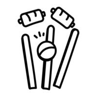 en ikon för wicket out doodle design vektor