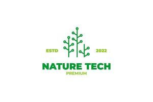 flache Naturtechnologie-Logo-Vektorvorlage vektor