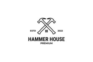platt hammare kors med hus ikon logotyp design vektor mall