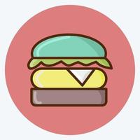 Icon-Burger. für Fleisch geeignet. flacher Stil. einfaches Design editierbar. Design-Vorlagenvektor. einfache Abbildung vektor