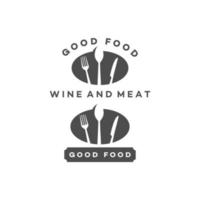 god mat logotyp designmall. hand färg vektor som illustration bakgrund. grafisk gaffel ikon symbol för café, restaurang, matlagning företag