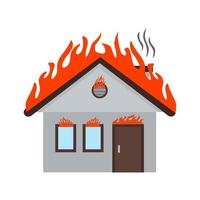 Feuer verzehrendes Haus flache mehrfarbige Ikone vektor